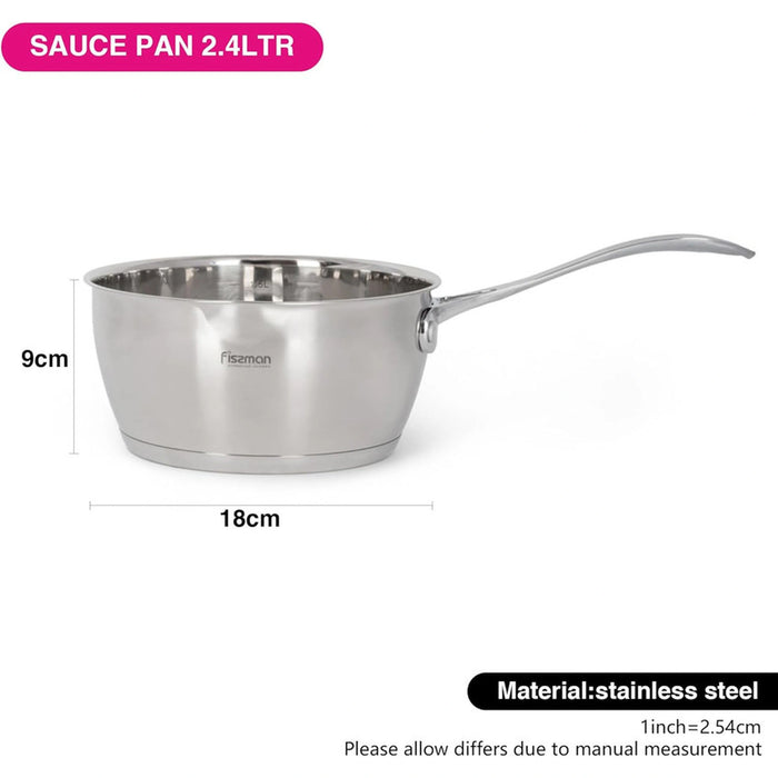 Fissman Sauce Pan Felice 18cm/2.4LTR Without Lid Stainless Steel