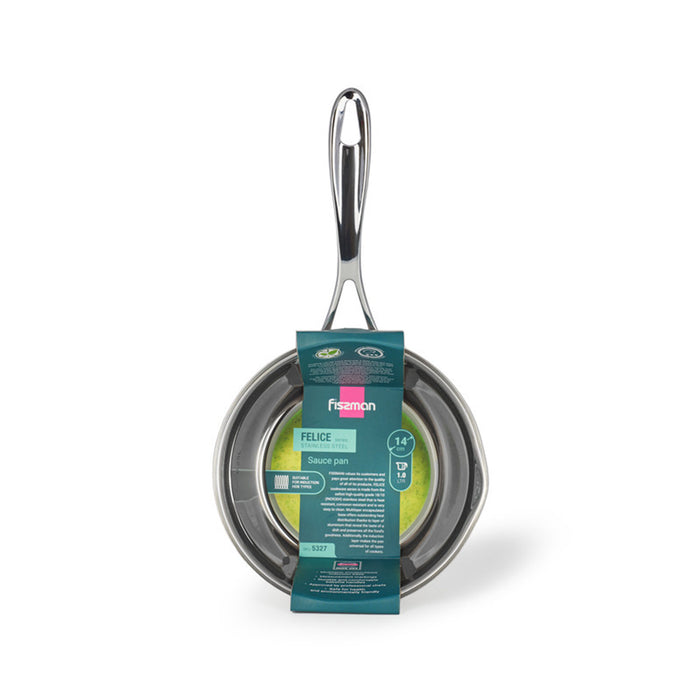 Fissman Saucepan 1000mL with Measuring Mark, Stainless Steel Saucepan 14cm Felice Series
