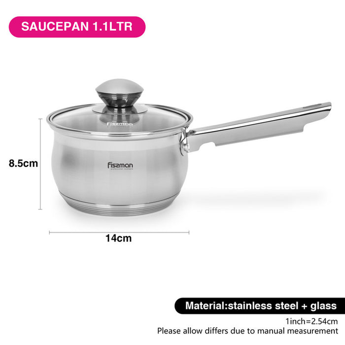 Fissman Saucepan Felina 14cm/1.1LTR With Lid Stainless Steel