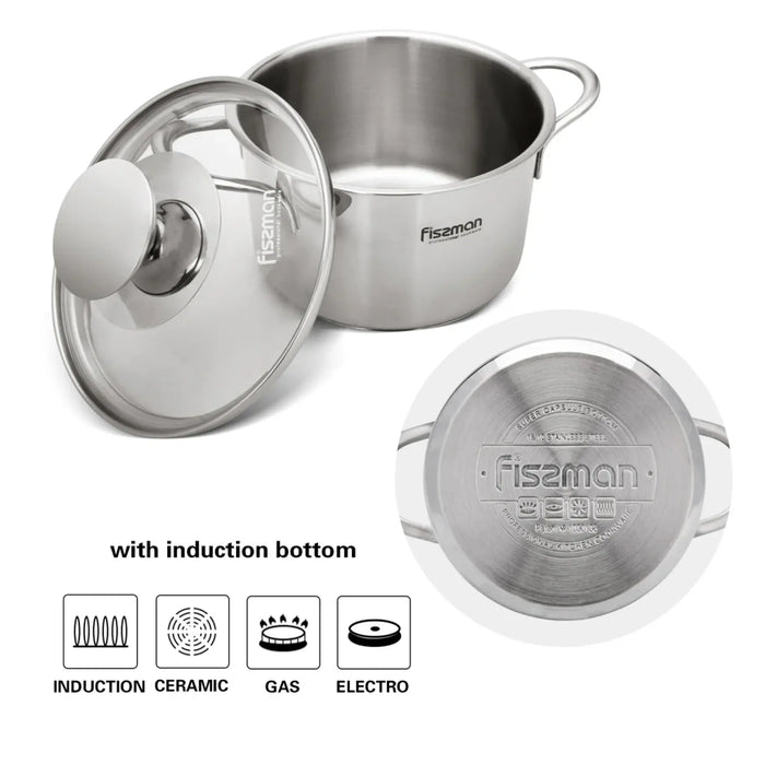 Fissman Saucepan With Lid 14cm/1.1LTR Bambino Series Stainless Steel