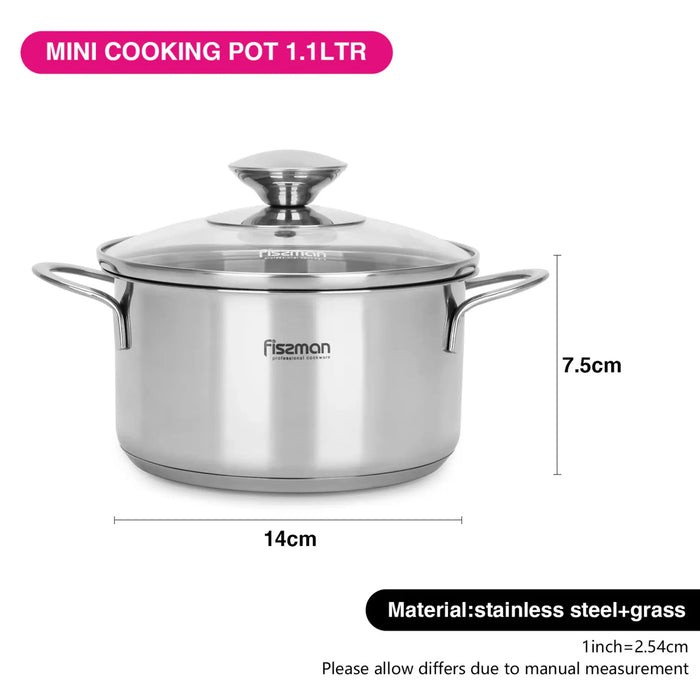 Fissman Saucepan With Lid 14cm/1.1LTR Bambino Series Stainless Steel