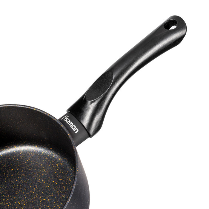 Fissman Saucepan with Glass Lid 1.5L, TouchStone Non-Stick Coating Aluminum Saucepan 16cm Forde Series
