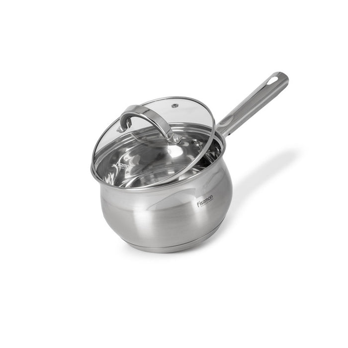 Fissman Saucepan with Glass Lid 16cm / 2.1L, Stainless Steel 18/10 INOX30 Sauce pan Felina Series