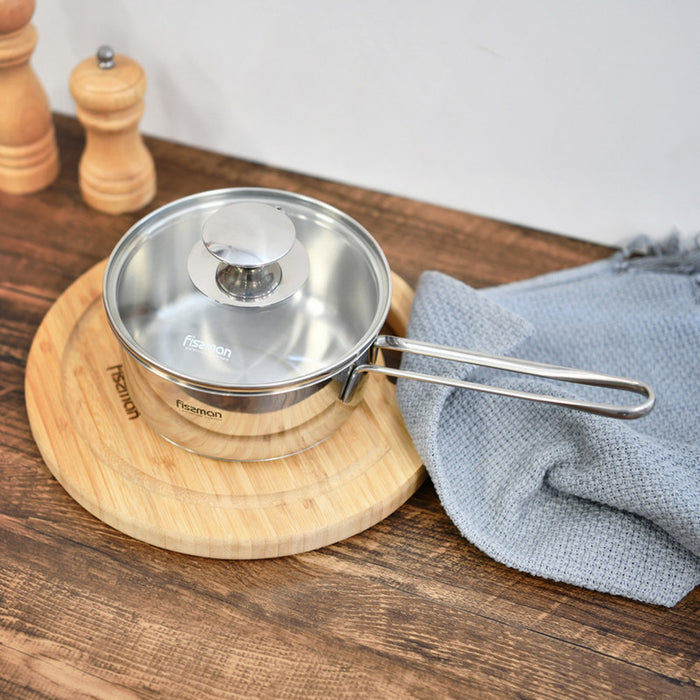 Fissman Saucepan With Lid Silver 14cm/0.9ltr Bambino Series Stainless Steel