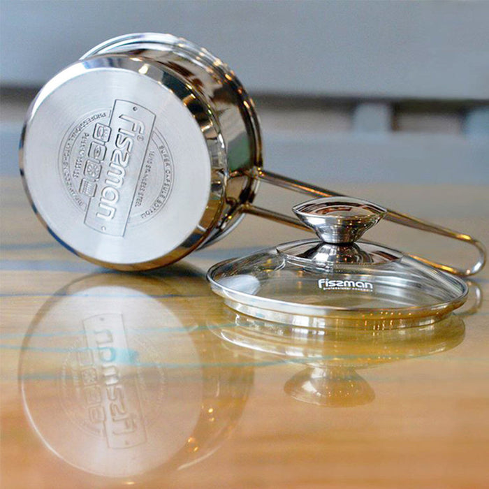 Fissman Saucepan With Lid Silver 14cm/0.9ltr Bambino Series Stainless Steel