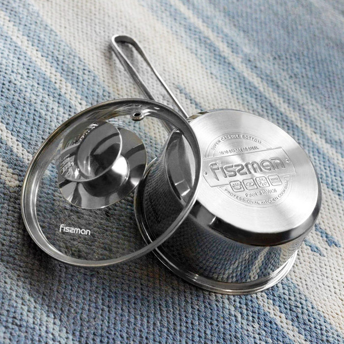Fissman Saucepan With Lid Silver 14cm/0.9ltr Bambino Series Stainless Steel