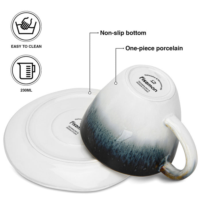 Fissman Set of 2 Cups GALACTICA 230 ml With Saucers Porcelain