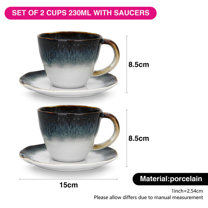 Fissman Set of 2 Cups GALACTICA 230 ml With Saucers Porcelain