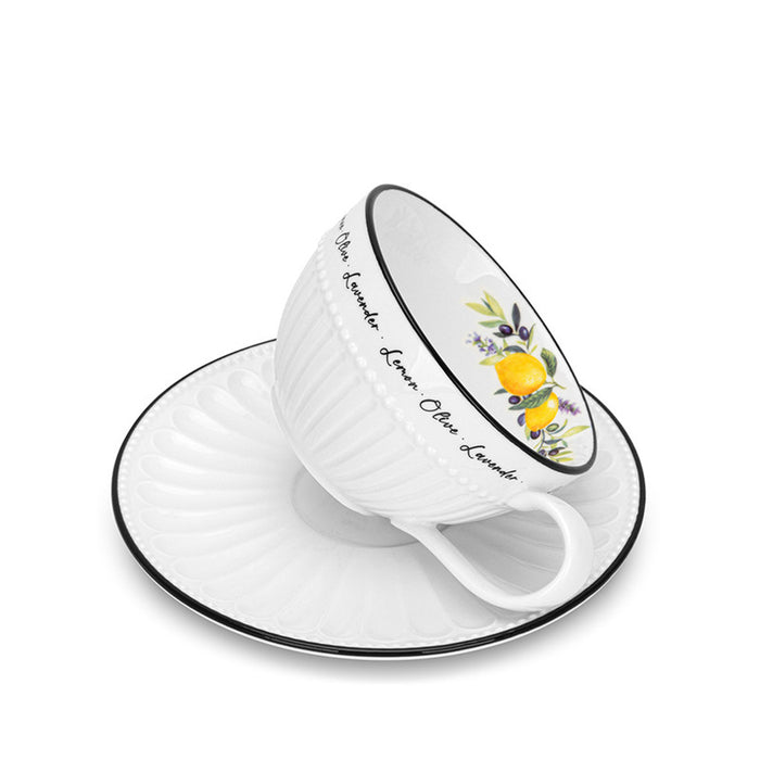 Fissman Set of 2 Cups Lemon Provence Series 250 ml With Saucers Porcelain