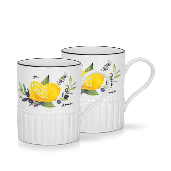 Fissman Set of 2 Mugs Lemon Provence Series 400 ml Porcelain
