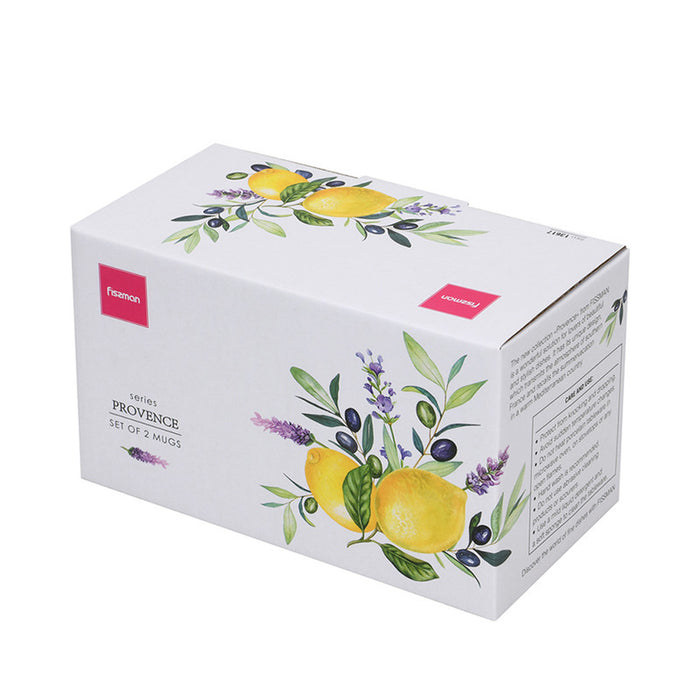 Fissman Set of 2 Mugs Lemon Provence Series 400 ml Porcelain