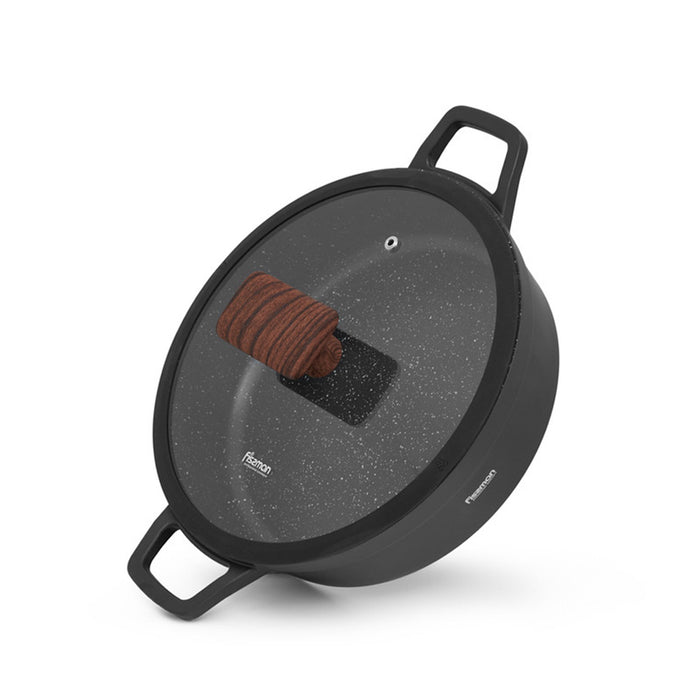 Fissman Shallow Casserole Filomena Series 28cm/3.5LTR with Glass Lid Aluminium with Non-stick Coating