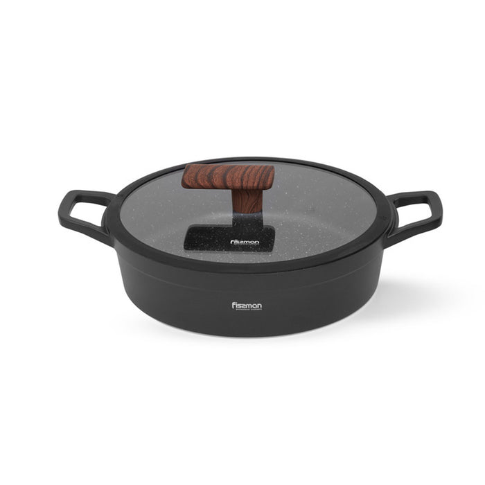 Fissman Shallow Casserole Filomena Series 28cm/3.5LTR with Glass Lid Aluminium with Non-stick Coating