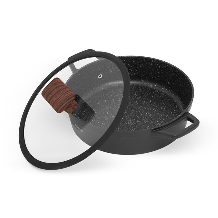 Fissman Shallow Casserole Filomena Series 28cm/3.5LTR with Glass Lid Aluminium with Non-stick Coating