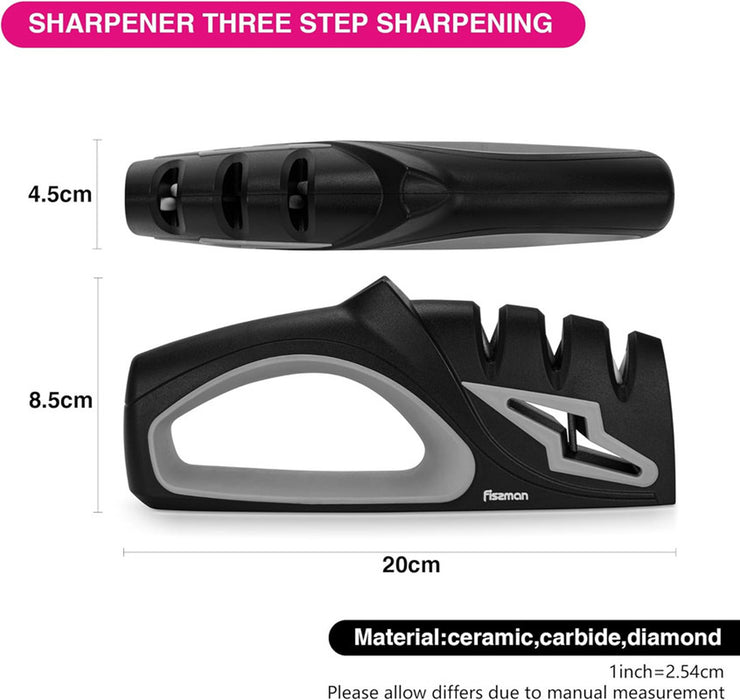 Fissman Sharpener For Three Step SharpeningTungsten Carbide,Diamond And Ceramic Rods