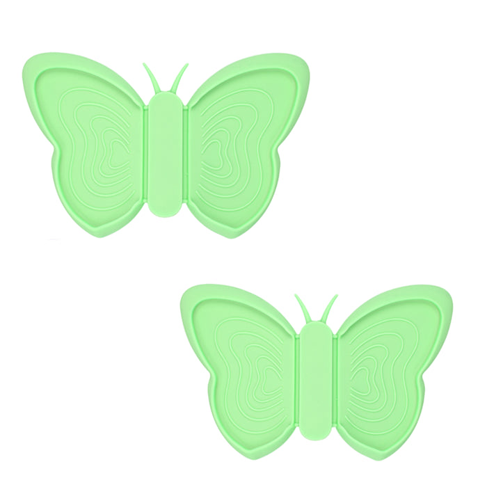 Silicone Butterfly Shaped Pot Holder Magnet Anti-Scald Device Set of 2pcs, Pot Clips, Hot Pot Holder for Home Kitchen Tool Gadget, with Upgraded Magnet as Fridge Magnets Use (Green)
