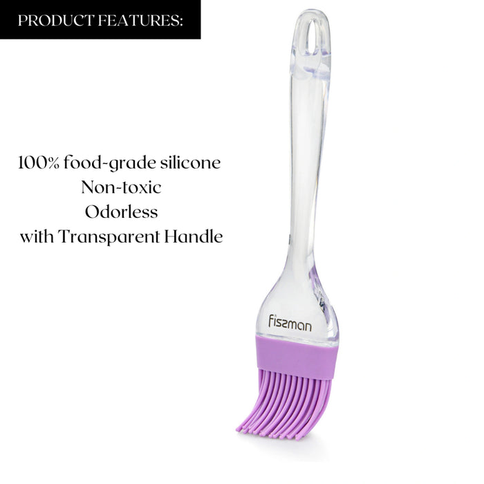 Silicone Marinating Kitchen Brush with Transparent Handle 22cm,Purple Fissman