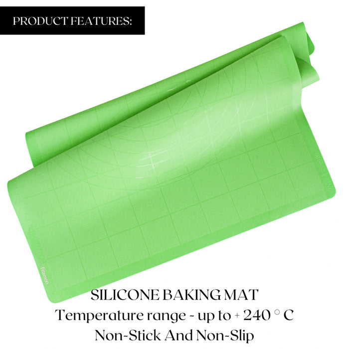Silicone Mint Green Baking/Kneading Mat, For Bake, Bread Dough, Pie Crust Mat, with Durable And Strong Material (Green)