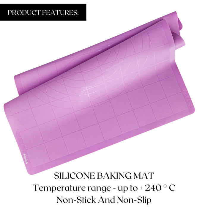 Silicone Mint Green Baking/Kneading Mat, For Bake, Bread Dough, Pie Crust Mat, with Durable And Strong Material (Purple)