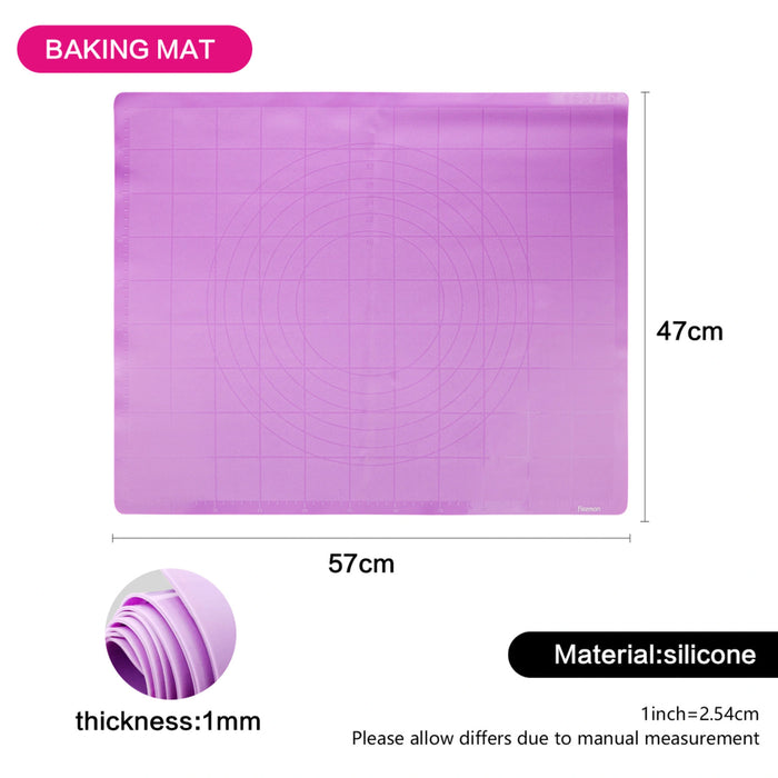Silicone Mint Green Baking/Kneading Mat, For Bake, Bread Dough, Pie Crust Mat, with Durable And Strong Material (Purple)