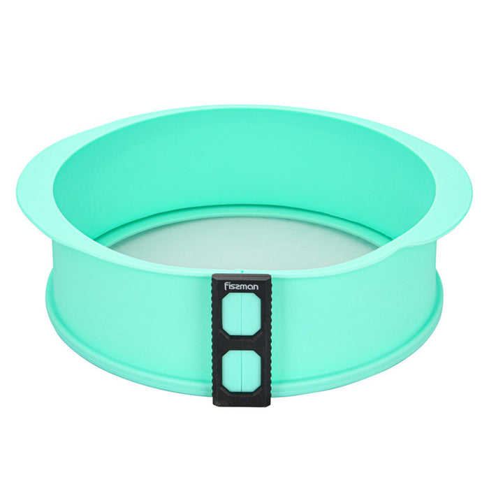 Fissman Springform Baking Pan Silicone Cheese Cake Molder Leak-Proof with Removable Ring & Glass Bottom 25cm Green