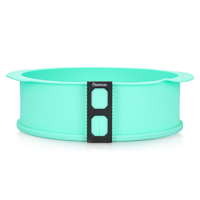 Fissman Springform Baking Pan Silicone Cheese Cake Molder Leak-Proof with Removable Ring & Glass Bottom 25cm Green
