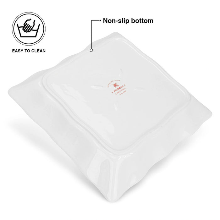 Square Dinner Plate 22x22cm, Christmas-Themed Design Square Serving Dish | Anti-Slip Bottom Porcelain Square Dinner Plate | Holiday Dinnerware | Festive Decorative Plate