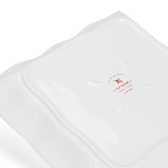 Square Dinner Plate 22x22cm, Christmas-Themed Design Square Serving Dish | Anti-Slip Bottom Porcelain Square Dinner Plate | Holiday Dinnerware | Festive Decorative Plate