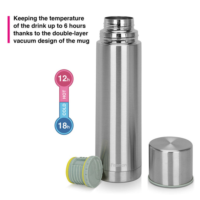 Stainless Steel Flask, Savor Your Favorite Drinks Anywhere with Long-Lasting Warmth, Quality Design, and 12-Hour Insulation (1000ml)