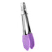 Stainless Steel Locking Cooking Tongs, Small Clams with Silicone Tips, Non-Slip Food Tong for Cooking, Heavy Duty, Non-Stick (Purple) Fissman