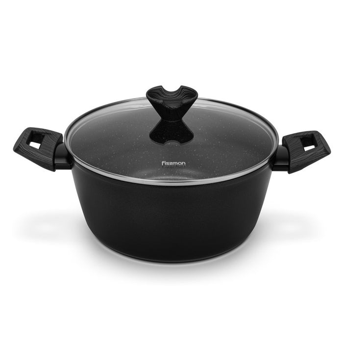 Fissman Stockpot Angela 24x11cm/4.2 Ltr With Glass Lid (Aluminium With Non-Stick Coating)