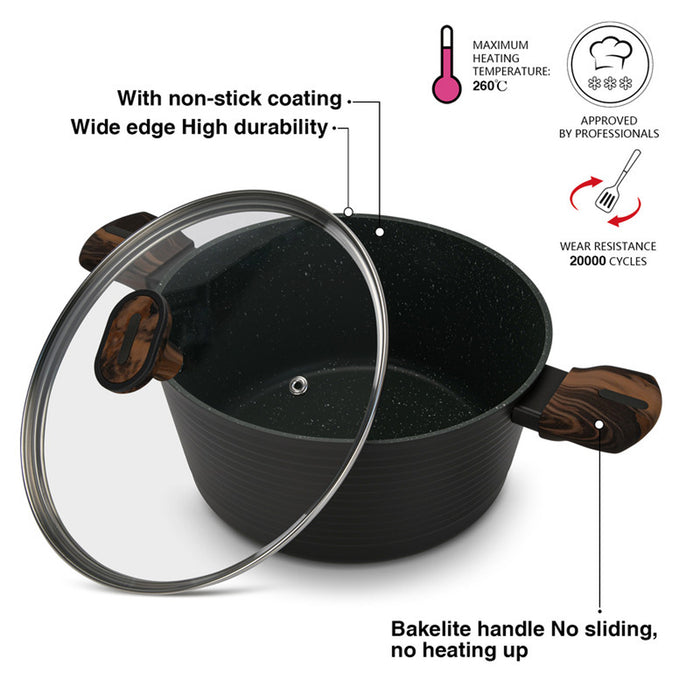 Fissman Stockpot Cuisine 28x13.5cm/7.1 Ltr With Glass Lid (Aluminium With Non-Stick Coating)