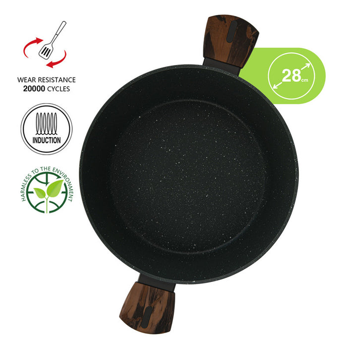 Fissman Stockpot Cuisine 28x13.5cm/7.1 Ltr With Glass Lid (Aluminium With Non-Stick Coating)