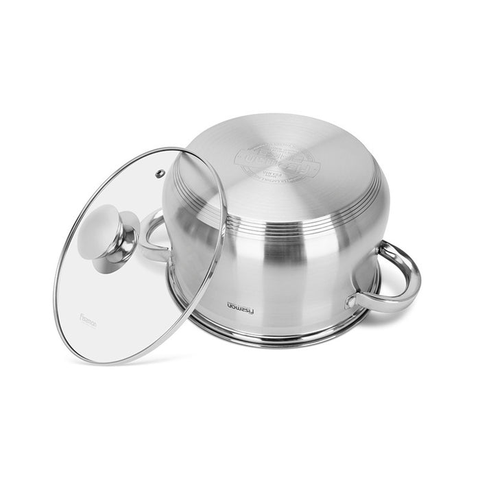 Fissman Stockpot Felina 20cm/3.9LTR With Glass Lid Stainless Steel