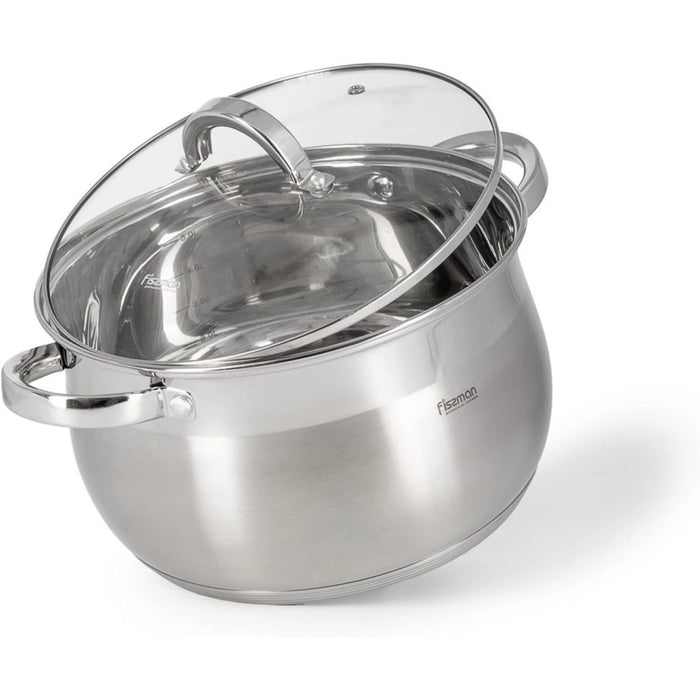 Fissman Stockpot Felina 24cm/6.5LTR With Glass Lid Stainless Steel
