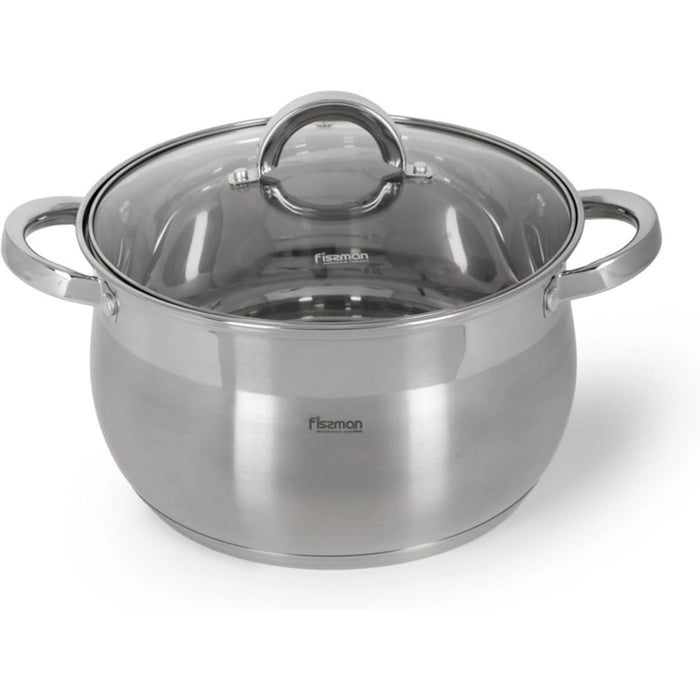 Fissman Stockpot Felina 24cm/6.5LTR With Glass Lid Stainless Steel