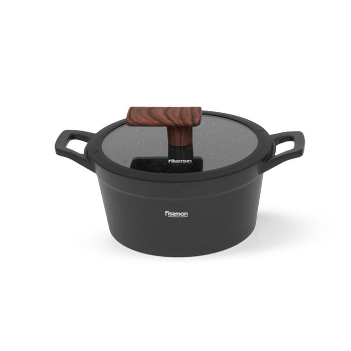 Fissman Stockpot Filomena Series 20cm/2.3LTR with Glass Lid with Cast Aluminium and Non-stick Coating