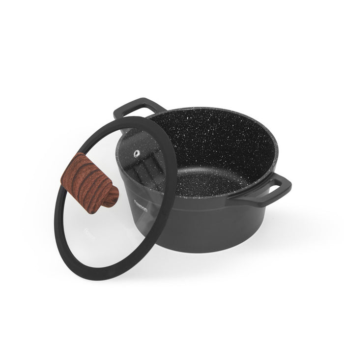 Fissman Stockpot Filomena Series 20cm/2.3LTR with Glass Lid with Cast Aluminium and Non-stick Coating