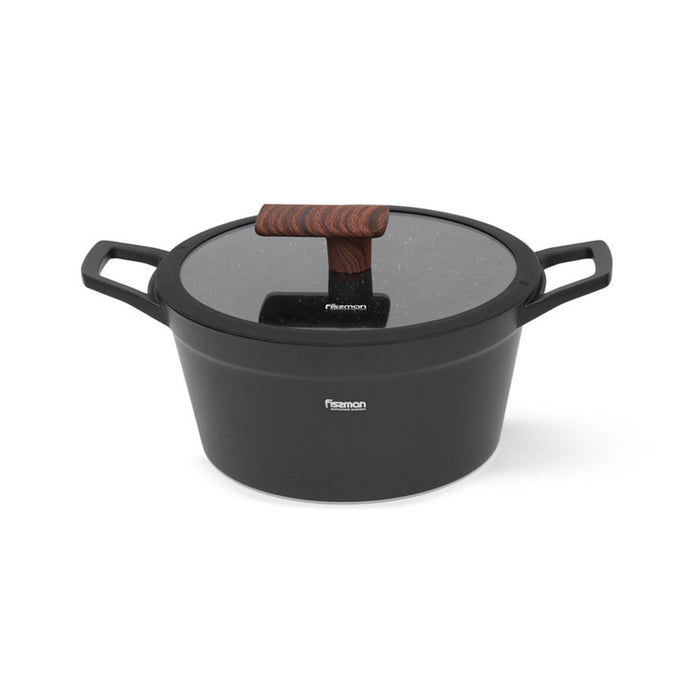 Fissman Stockpot Filomena Series 24cm/3.9LTR with Glass Lid with Cast Aluminium and Non-stick Coating