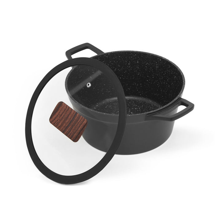 Fissman Stockpot Filomena Series 24cm/3.9LTR with Glass Lid with Cast Aluminium and Non-stick Coating