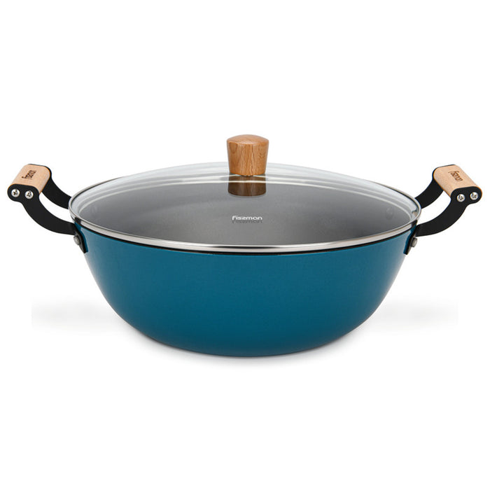 Fissman Stockpot Seagreen Series Series  With Glass Lid Enamelled Lightweight Cast Iron With Non-Stick Coating 32x125cm/8LTR