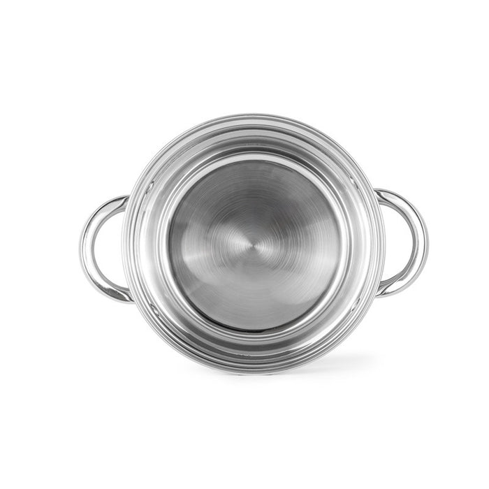 Fissman Stockpot with Glass Lid 16cm / 2.1 Liter with Measuring Mark, Stainless Steel Stockpot Felina Series