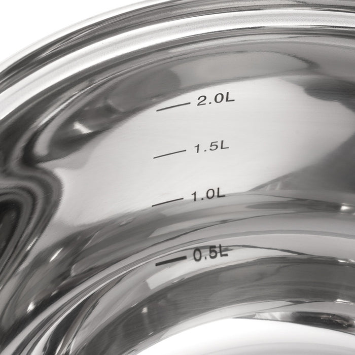 Fissman Stockpot with Glass Lid 16cm / 2.1 Liter with Measuring Mark, Stainless Steel Stockpot Felina Series