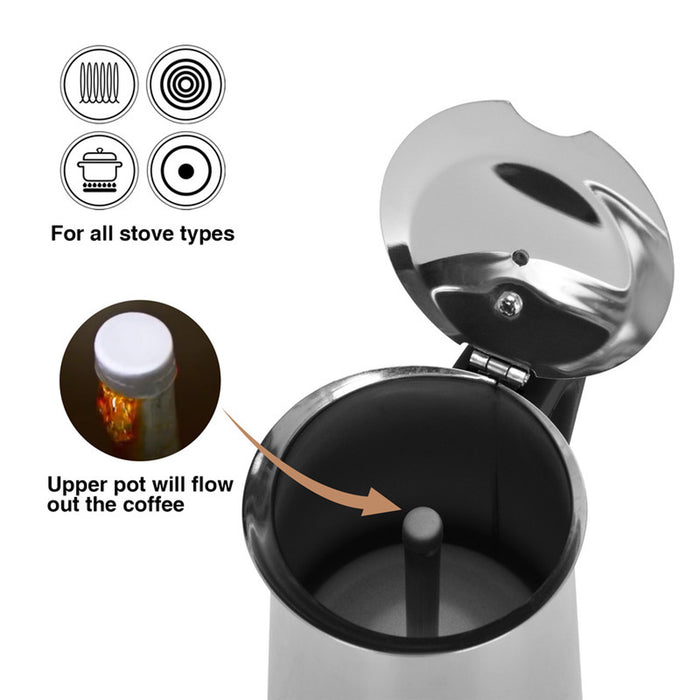 Fissman Stovetop Espresso Maker 450ml For 9 Cups Stainless Steel