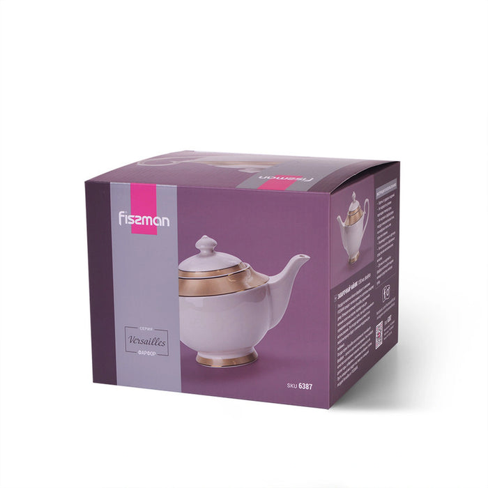 Fissman Tea pot Versailles Series Porcelain Kettle, For Blooming and Loose Leaf Tea Maker, Dishwasher Safe, For Tea Lover 1350ml