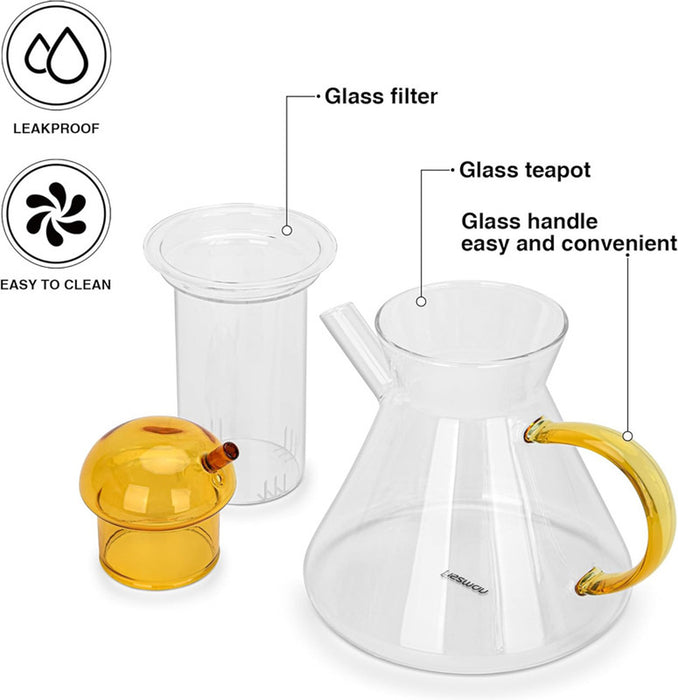 Fissman Teapot 950ml with Stainless Steel Filter Borosilicate Glass