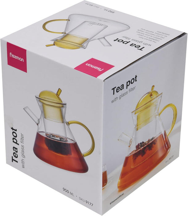 Fissman Teapot 950ml with Stainless Steel Filter Borosilicate Glass