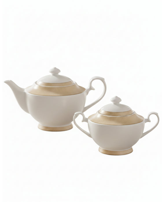 Fissman Teapot and Sugar Bowl Set, Porcelain Tea Set Versailles Series | 1350mL Teapot with 500mL Sugar Bowl