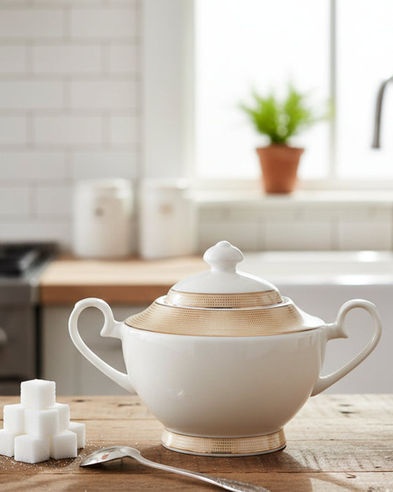 Fissman Teapot and Sugar Bowl Set, Porcelain Tea Set Versailles Series | 1350mL Teapot with 500mL Sugar Bowl