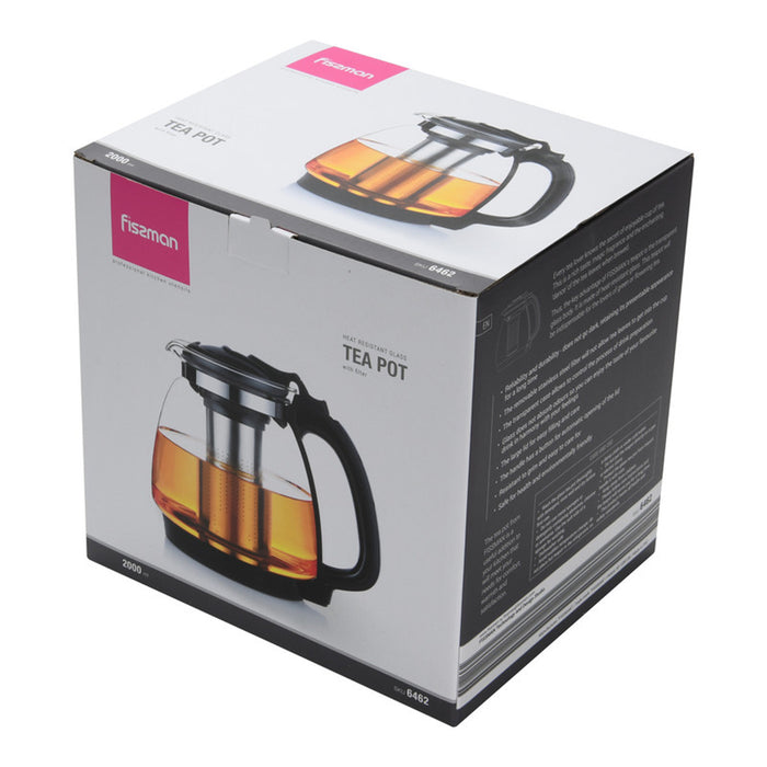Fissman Teapot Borosilicate Glass with Stainless Steel Filter 2000ml